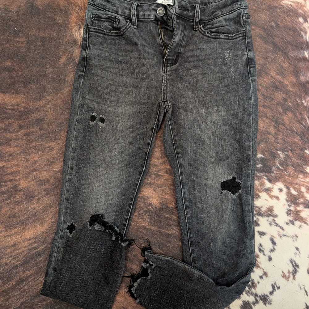 Women's Skinny Distressed Gray-Black Jeans